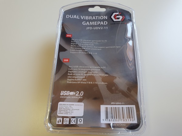 JPD-UDV2-11 ** Gembird USB 2.0 double analog vibration gamepad black (559)