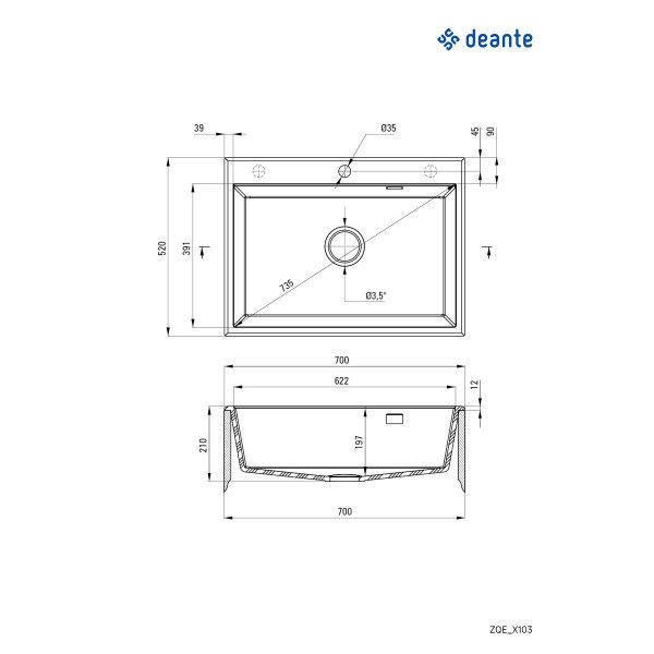 Deante Sudopera Eridan 70MGRA