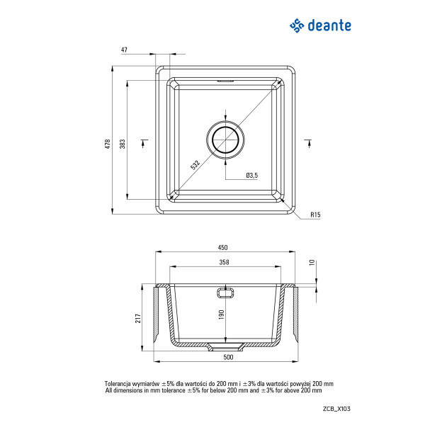 Deante sudopera Sabor 45WH ZCB 6103