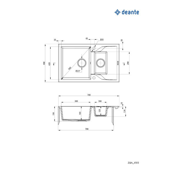 Deante Sudopera Andante 78CRO ZQN 5513